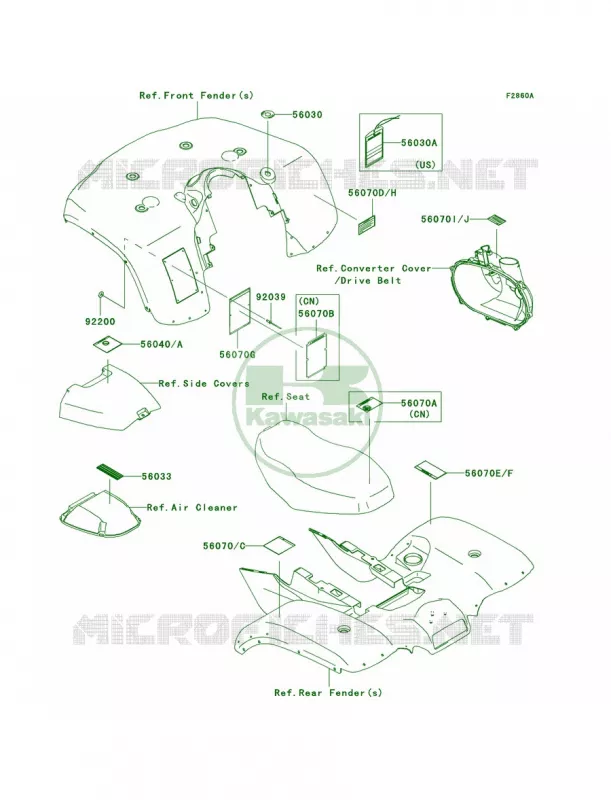 LabelsA2 Kawasaki QUAD 700 2004 Prairie 700 4x4  KVF700-A1