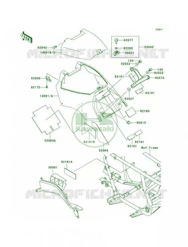 Side Covers Kawasaki QUAD 700 2004 Prairie 700 4x4  KVF700-A1