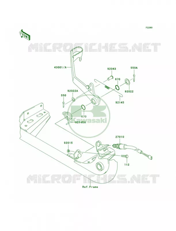 Brake Pedal Kawasaki QUAD 700 2004 Prairie 700 4x4 Hardwoods Green HD  KVF700-B1