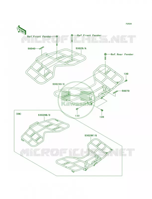 Carriers Kawasaki QUAD 700 2004 Prairie 700 4x4 Hardwoods Green HD  KVF700-B1