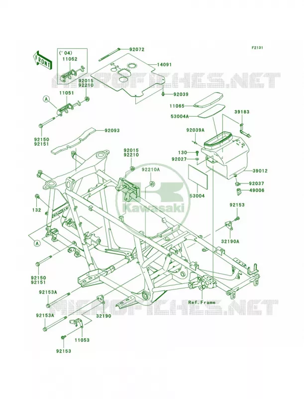 Frame Fittings Kawasaki QUAD 700 2004 Prairie 700 4x4 Hardwoods Green HD  KVF700-B1