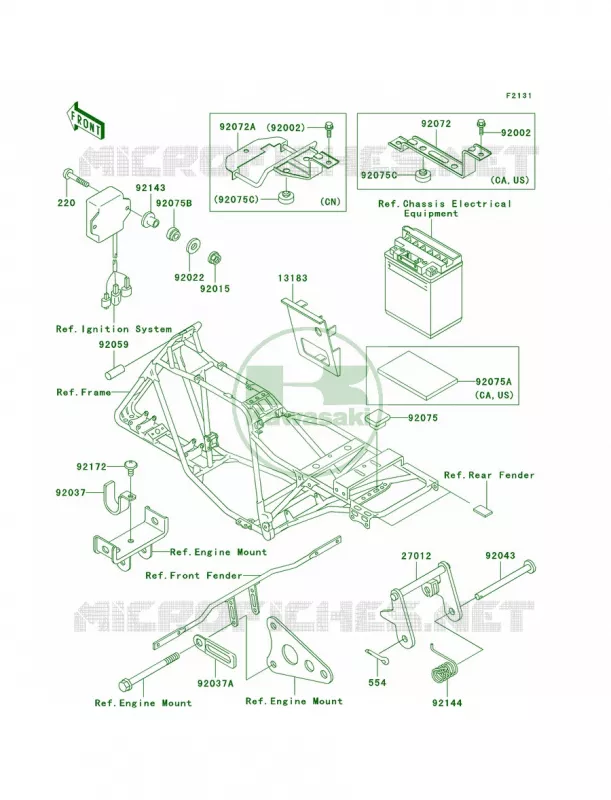 Frame Fittings Kawasaki QUAD 250 2003 Bayou 250  KLF250-A1