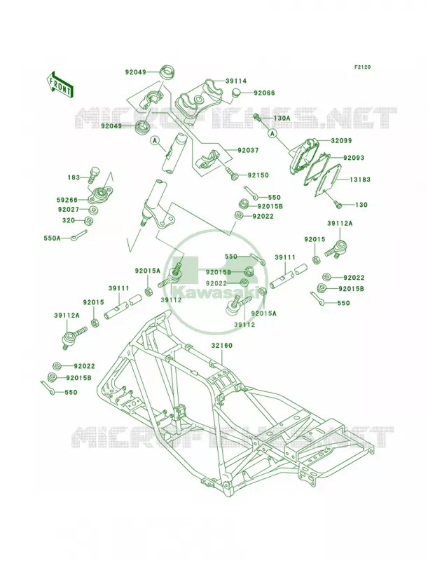 Frame Kawasaki QUAD 250 2003 Bayou 250  KLF250-A1