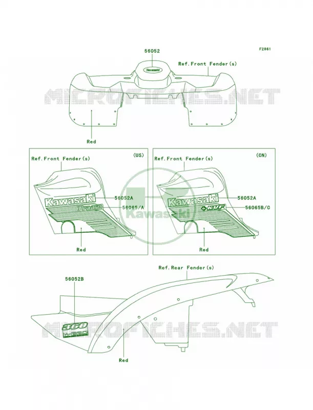DecalsRedA1 Kawasaki QUAD 360 2003 Prairie 360 4X4  KVF360-A1