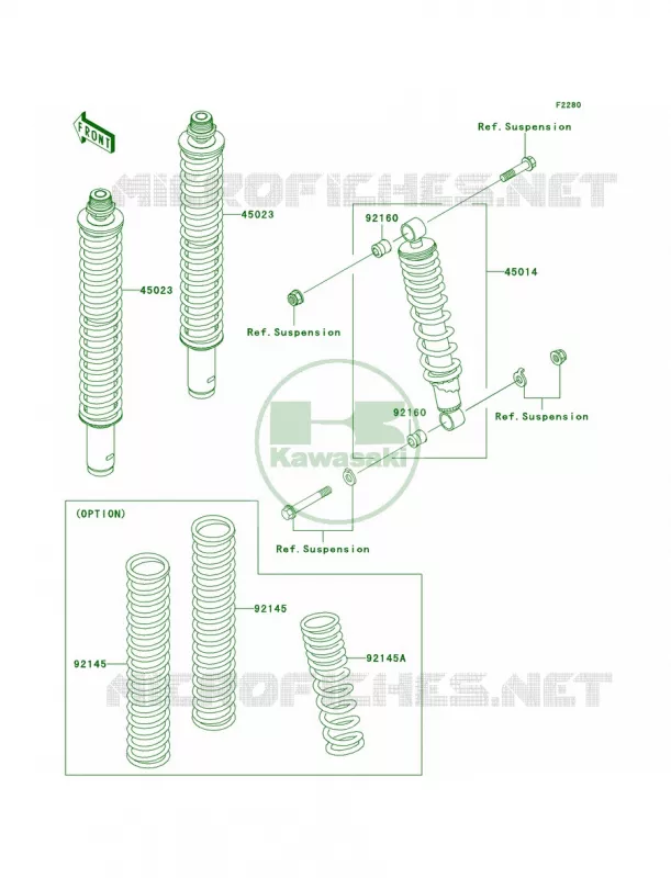 Shock Absorbers Kawasaki QUAD 360 2003 Prairie 360 4X4  KVF360-A1
