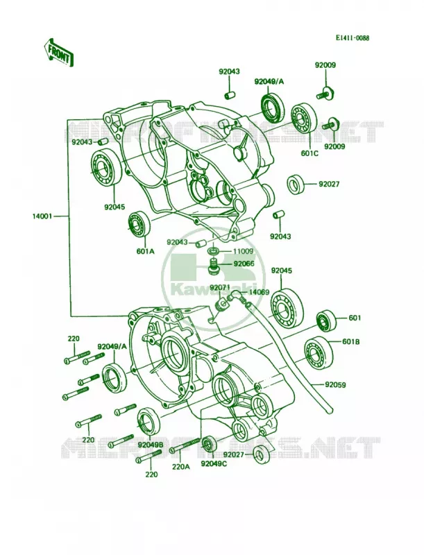 Crankcase Kawasaki MOTOS 80 1987 KDX80  KDX80-C4