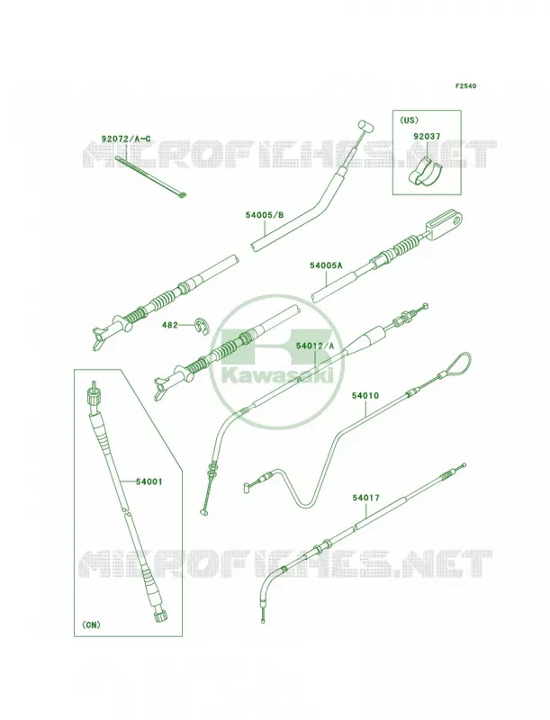 Cables Kawasaki QUAD 400 2002 Prairie 400  KVF400-D4