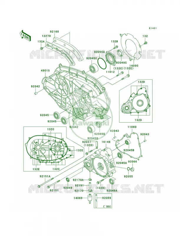 Engine Covers Kawasaki QUAD 400 2002 Prairie 400  KVF400-D4