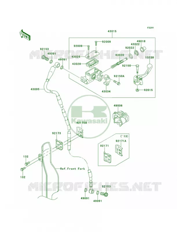 Front Master Cylinder Kawasaki MOTOS 450 2013 KLX450R  KLX450ADF
