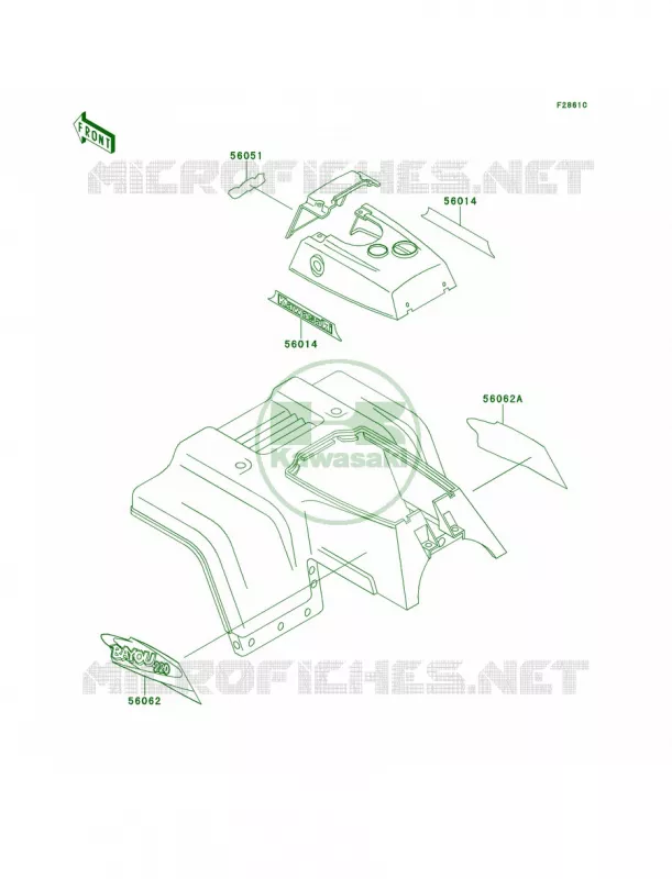 DecalsRedKLF220-A11 Kawasaki QUAD 220 2001 Bayou 220  KLF220-A14