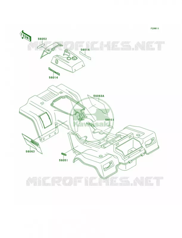 DecalsRedKLF220-A14 Kawasaki QUAD 220 2001 Bayou 220  KLF220-A14