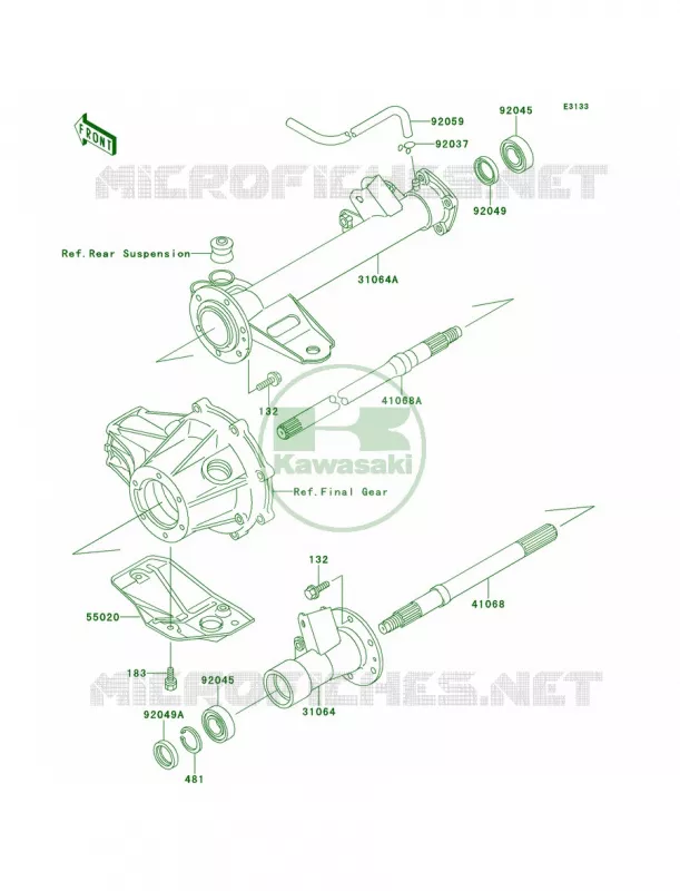 Rear Axle Kawasaki QUAD 220 2001 Bayou 220  KLF220-A14