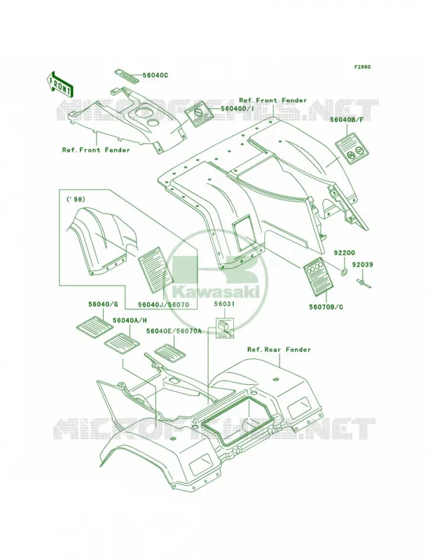 Labels Kawasaki QUAD 300 2001 Bayou 300 4X4  KLF300-C13