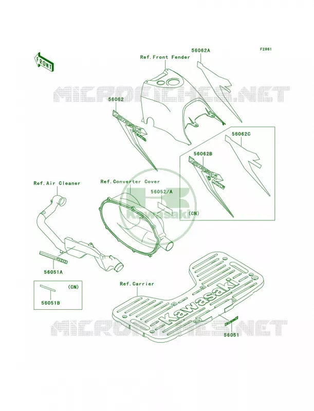 DecalsGreenC1 Kawasaki QUAD 400 2001 Prairie 400 4X4  KVF400-C3
