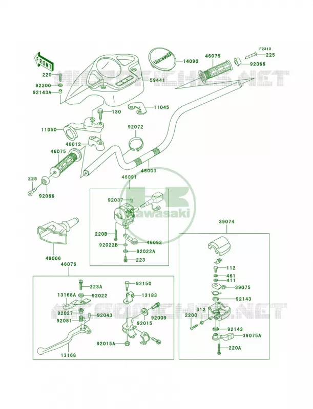 HandlebarD1 Kawasaki QUAD 400 2001 Prairie 400  KVF400-D3