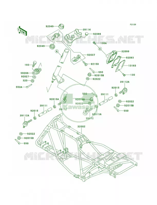 Frame Kawasaki QUAD 220 2000 Bayou 220  KLF220-A13