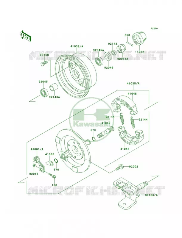 Front Hub Kawasaki QUAD 220 2000 Bayou 220  KLF220-A13