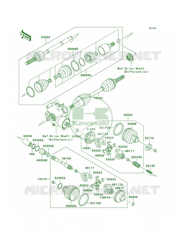 Drive ShaftFront Kawasaki QUAD 300 2000 Prairie 300 4X4  KVF300-A2