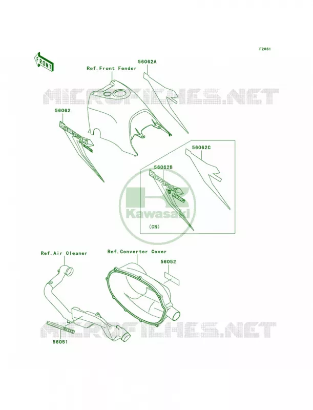 DecalsGreenB1 Kawasaki QUAD 300 2000 Prairie 300  KVF300-B2
