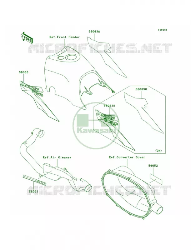 DecalsGreenB2 Kawasaki QUAD 300 2000 Prairie 300  KVF300-B2