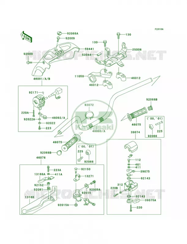 HandlebarC2-C4 Kawasaki QUAD 400 2000 Prairie 400 4X4  KVF400-C2