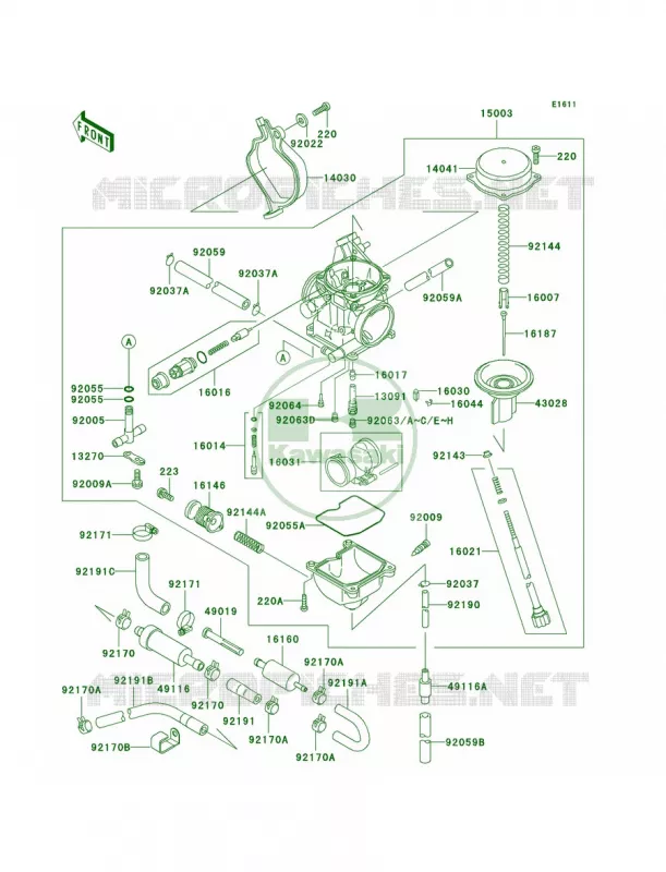Carburetor Kawasaki QUAD 400 2000 Prairie 400  KVF400-D2