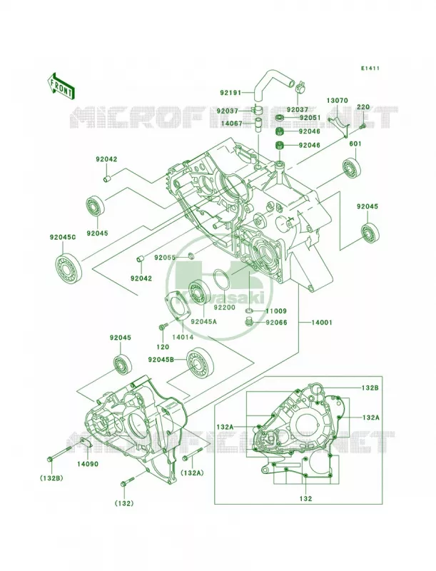 Crankcase Kawasaki QUAD 400 2000 Prairie 400  KVF400-D2
