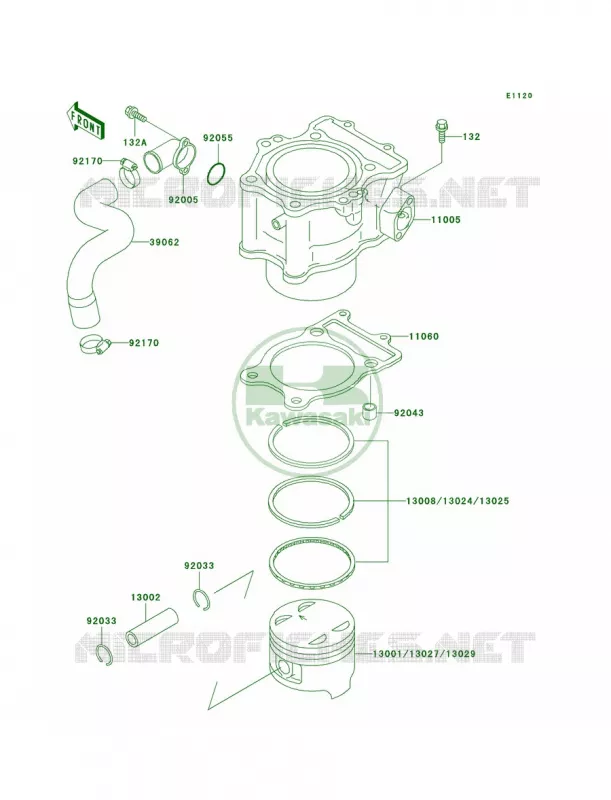 CylinderPistons Kawasaki QUAD 400 2000 Prairie 400  KVF400-D2