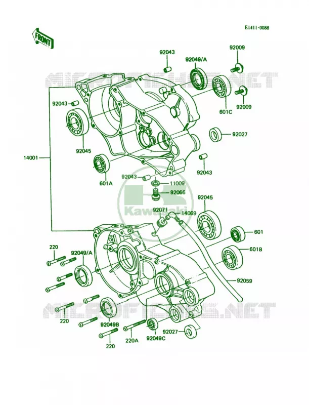 Crankcase Kawasaki MOTOS 80 1985 KDX80  KDX80-C2