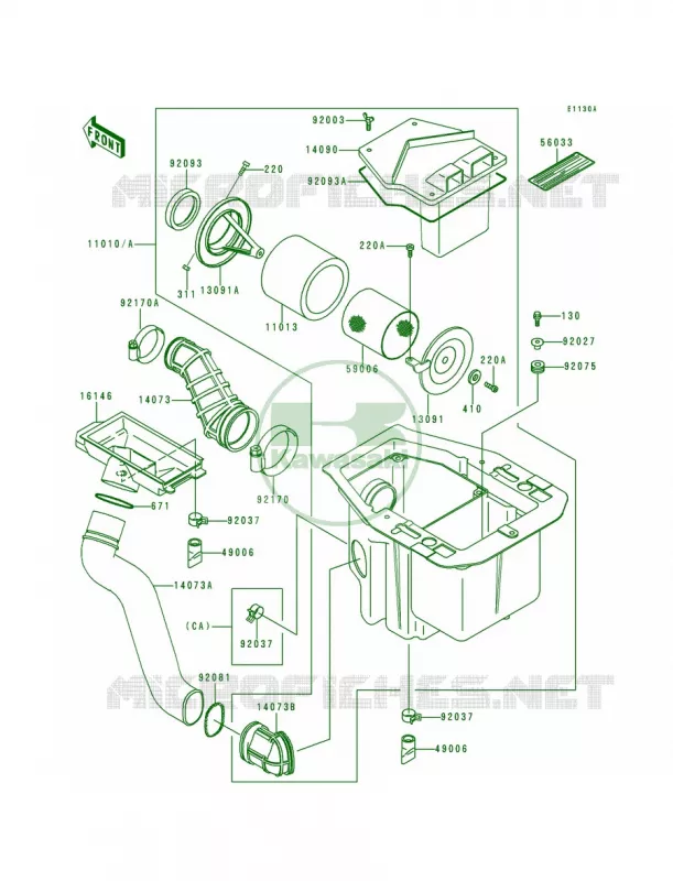 Air CleanerKLF400-B7 Kawasaki QUAD 400 1999 Bayou 400 4X4  KLF400-B7