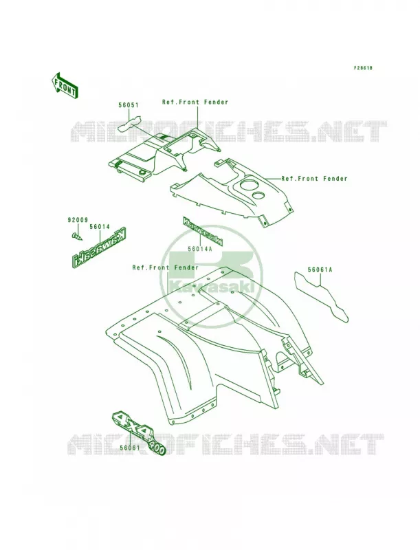 DecalsGreenKLF400-B5 Kawasaki QUAD 400 1999 Bayou 400 4X4  KLF400-B7