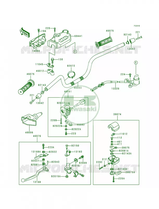 Handlebar Kawasaki QUAD 400 1999 Bayou 400 4X4  KLF400-B7