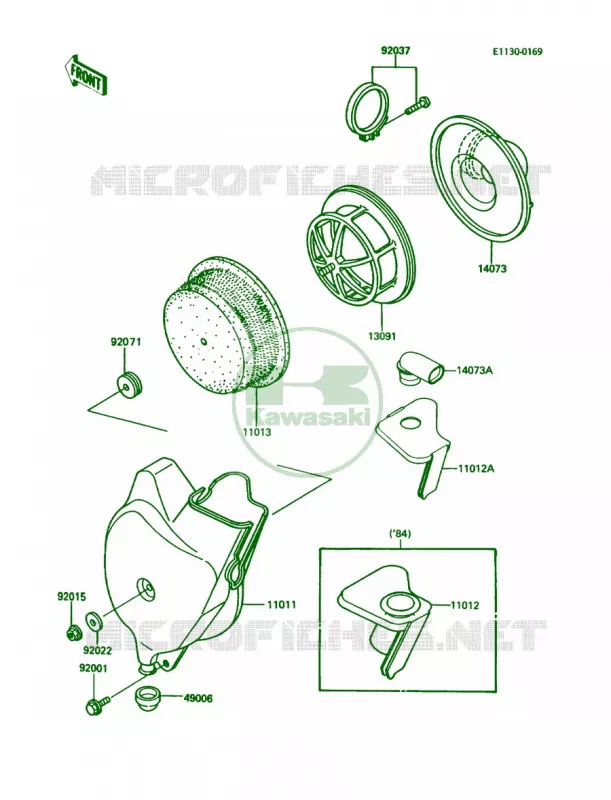 Air Cleaner Kawasaki MOTOS 80 1984 KDX80  KDX80-C1