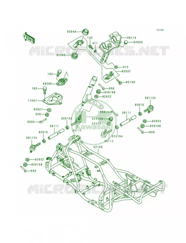 Frame Kawasaki QUAD 400 1998 Bayou 400 4X4  KLF400-B6