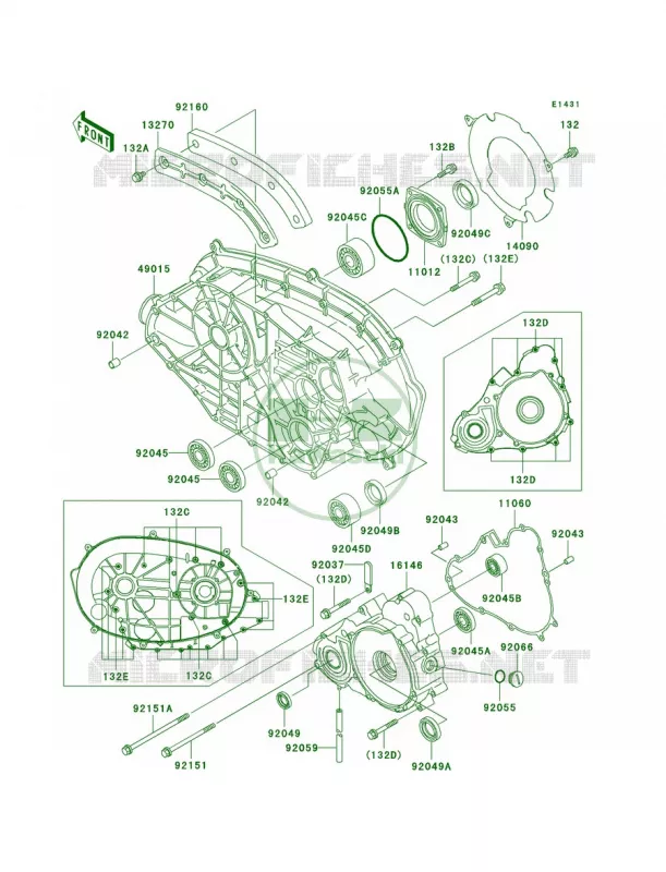 Engine Covers Kawasaki QUAD 400 1998 Prairie 400 4X4  KVF400-A2