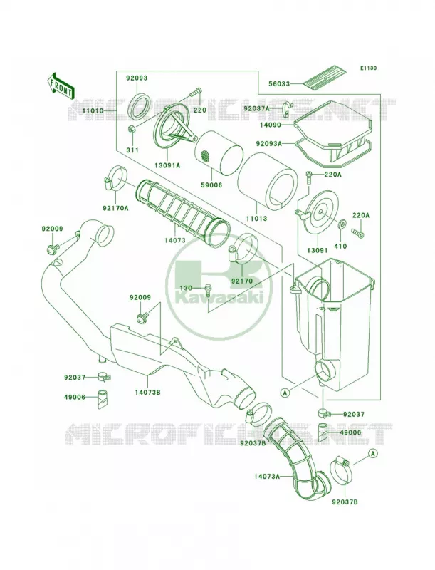 Air Cleaner Kawasaki QUAD 400 1997 Prairie 400 4X4  KVF400-A1