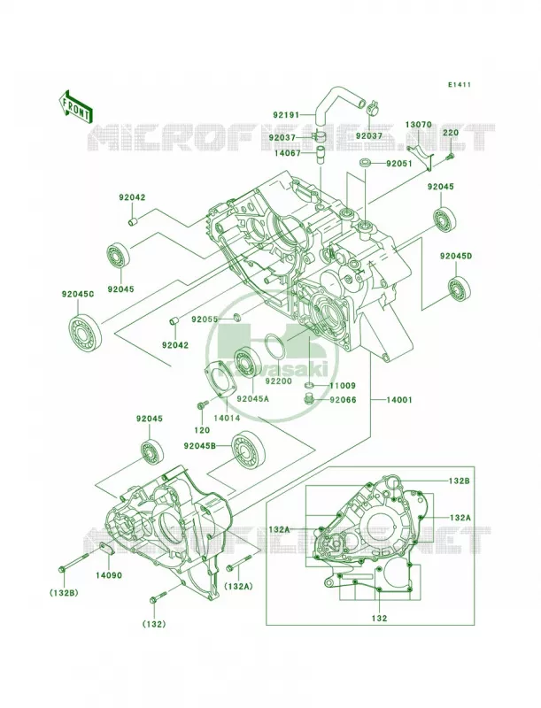 Crankcase Kawasaki QUAD 400 1997 Prairie 400 4X4  KVF400-A1