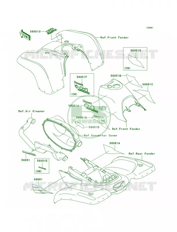 DecalsGreenKVF400-A1 Kawasaki QUAD 400 1997 Prairie 400 4X4  KVF400-A1
