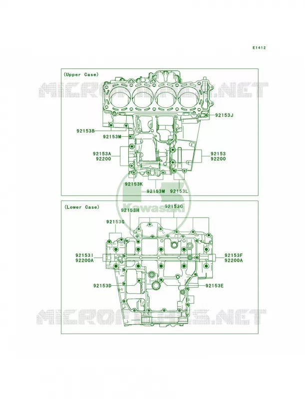 Crankcase Bolt Pattern Kawasaki MOTOS 1400 2014 Concours 14 ABS  ZG1400CEF