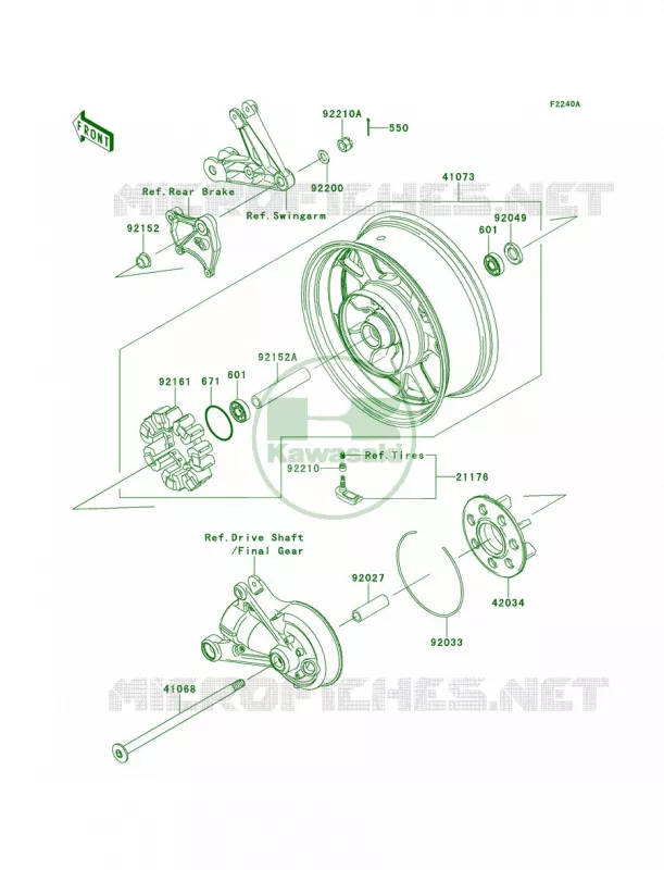 Rear WheelChainCEF Kawasaki MOTOS 1400 2014 Concours 14 ABS  ZG1400CEF