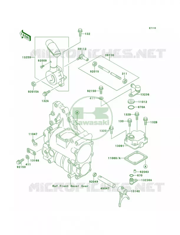 Control Kawasaki QUAD 300 1996 Bayou 300 4X4  KLF300-C8