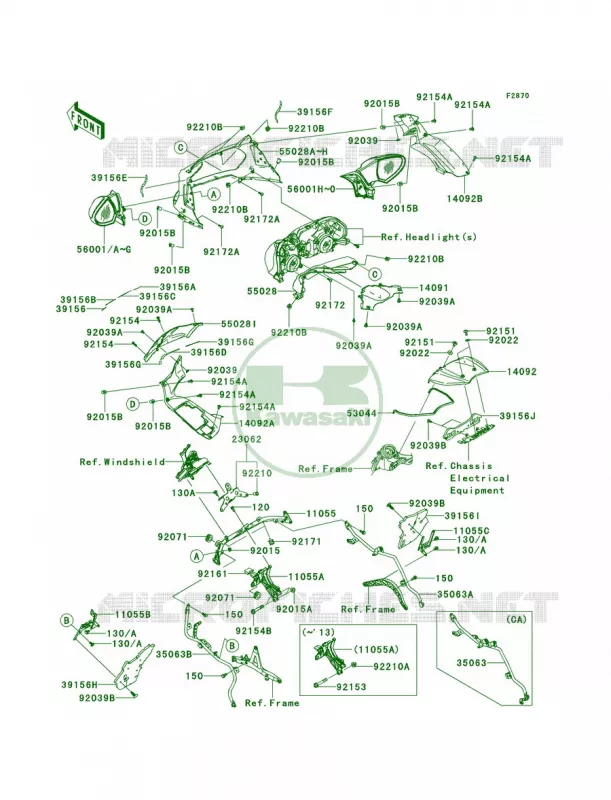CowlingUpper Kawasaki MOTOS 1400 2013 Concours 14 ABS  ZG1400CDF