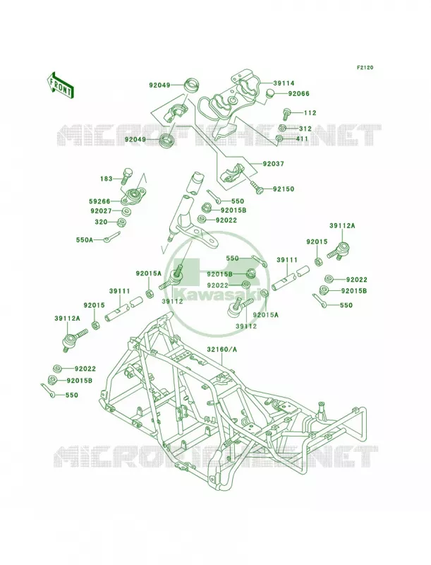 Frame Kawasaki QUAD 300 1994 Bayou 300 4X4  KLF300-C6