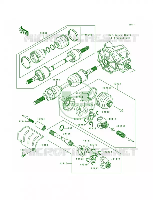 Drive ShaftFrontKLF400-B1B2 Kawasaki QUAD 400 1994 Bayou 400 4X4  KLF400-B2