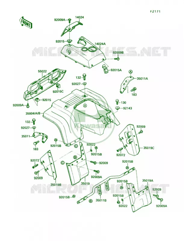 Front Fender Kawasaki QUAD 220 1991 Bayou 220  KLF220-A4