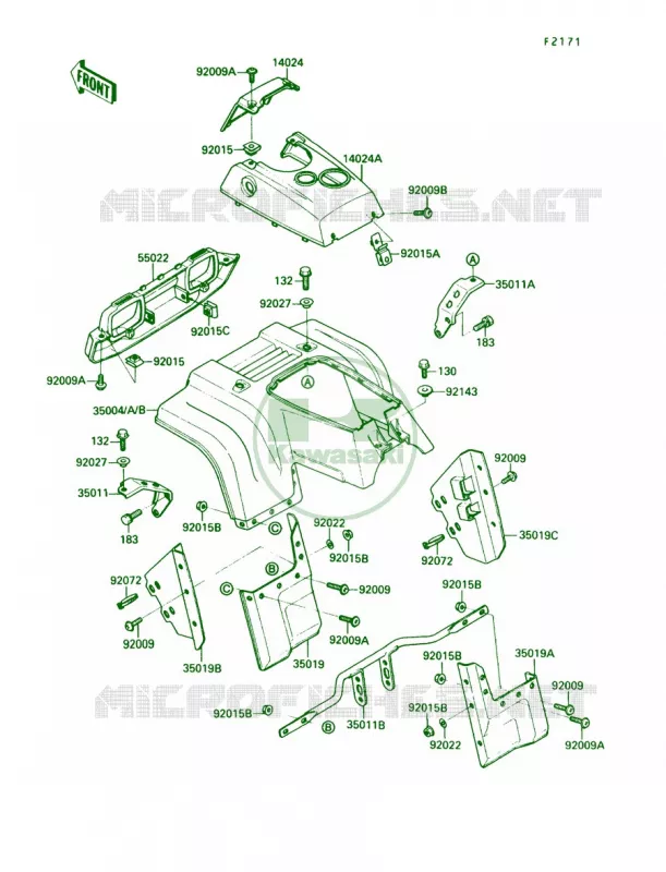 Front Fender Kawasaki QUAD 220 1990 Bayou 220  KLF220-A3
