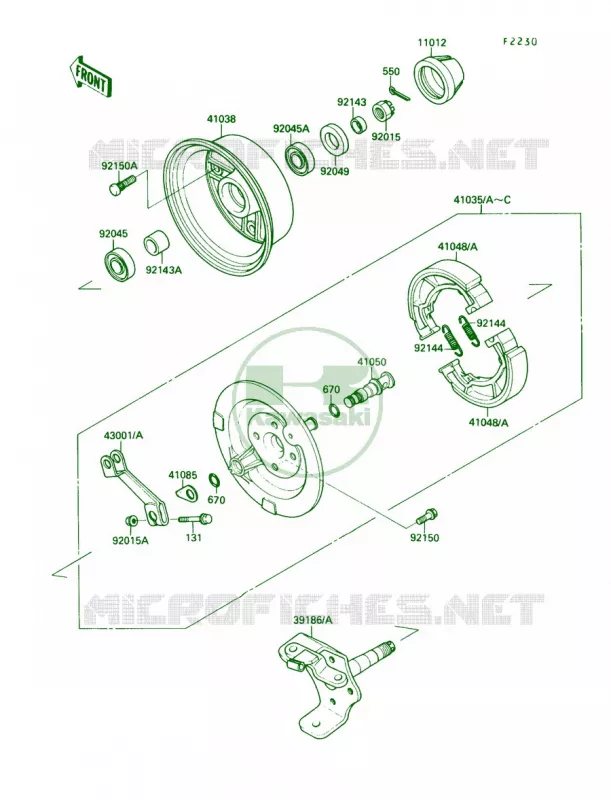 Front Hub Kawasaki QUAD 220 1989 Bayou 220  KLF220-A2