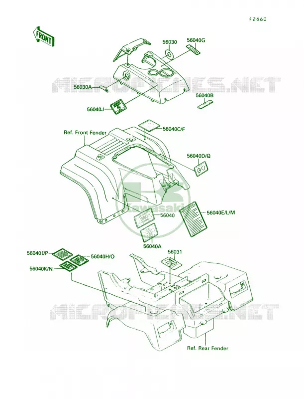 Label Kawasaki QUAD 220 1989 Bayou 220  KLF220-A2