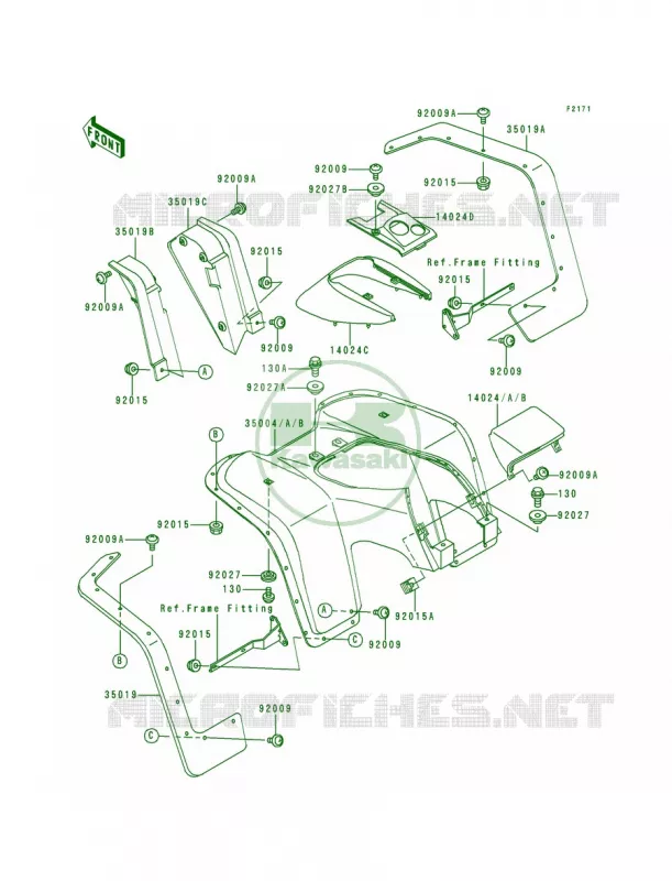 Front Fender Kawasaki QUAD 300 1989 Bayou 300  KLF300-B2