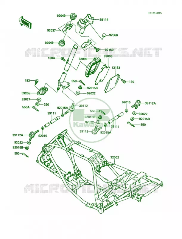 Frame Kawasaki QUAD 220 1988 Bayou 220  KLF220-A1